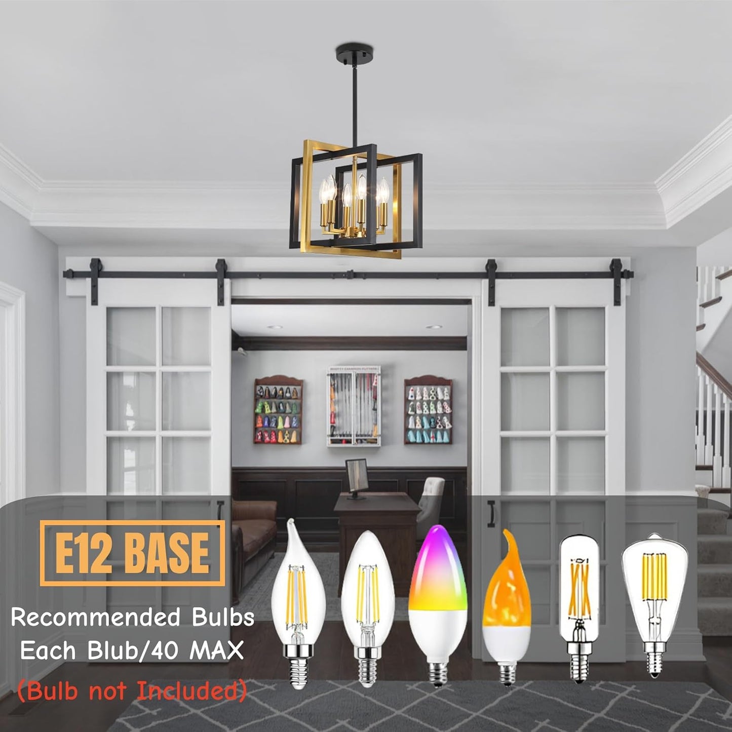 ANKYLHUA Black Gold Chandelier,6-Lights Ceiling Light Fixture E12,Adjustable Hight Pendant Lights Kitchen Island,Chandeliers for Dining Room,Bedroom,Entryway,Foyer