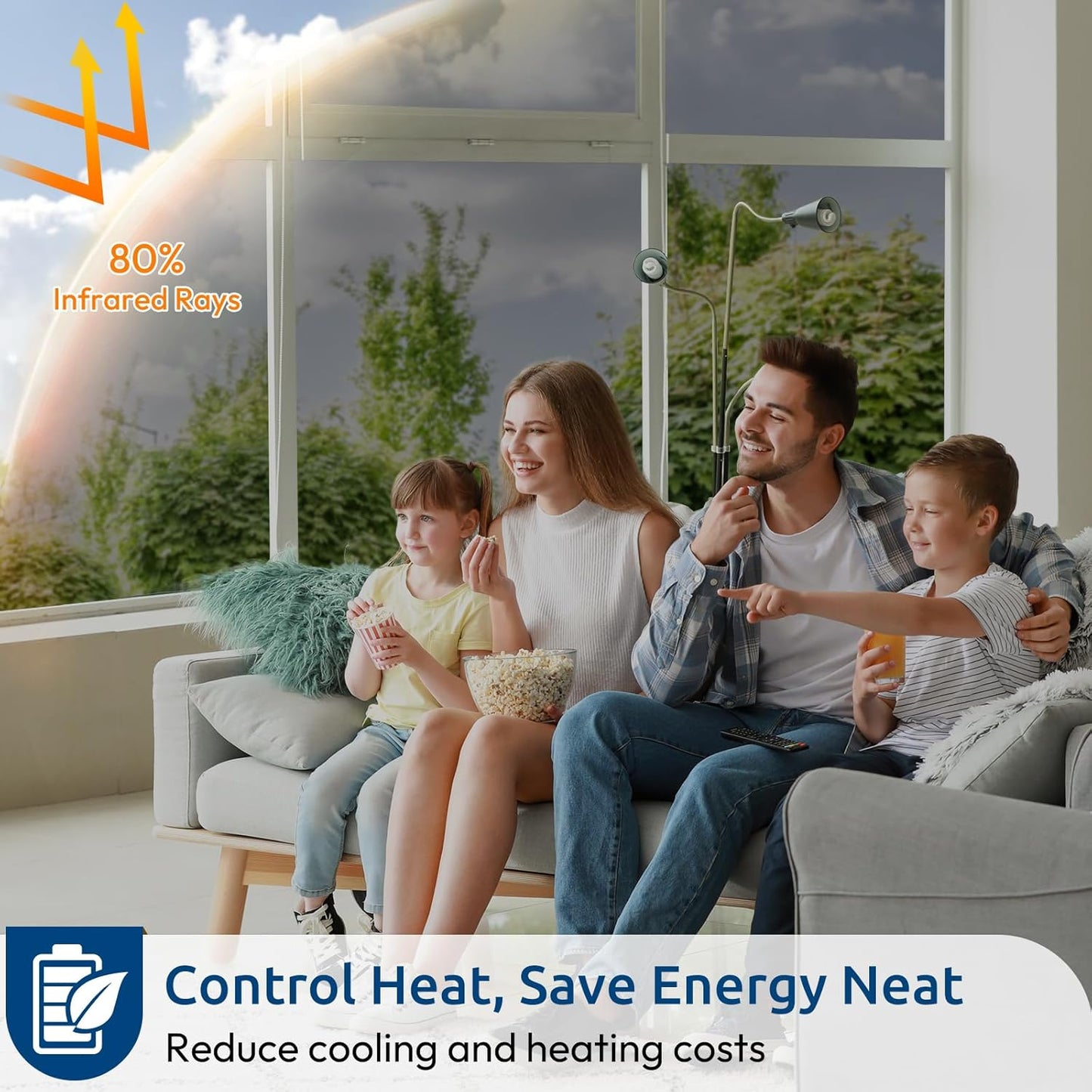 rabbitgoo Window Privacy Film One Way Window Tint for Home, Removable Reflective Heat Sun Blocking Anti UV Glass Door Covering, Mirror Tinting Film House Office, 23.6 in X 32.8 Feet, Silver