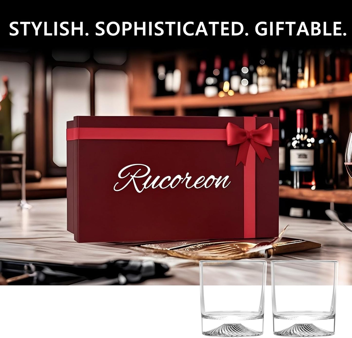 Crystal Whiskey Glasses Set of 2 – 10oz Old Fashioned Rocks Glass for Scotch, Bourbon, Rum & Cocktail – Premium Gift for Men, Dad, or Husband