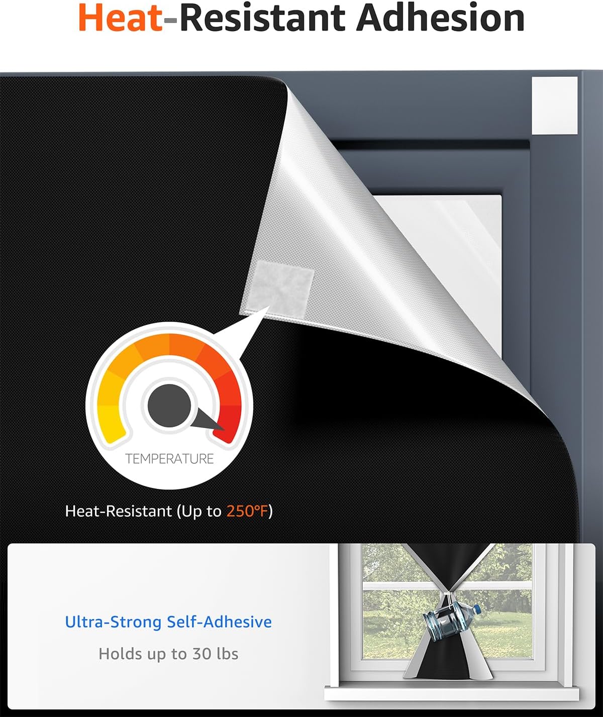 Sumobaby Blackout Curtains for Bedroom 96"x70"Portable Black Out Window Cover with Heat-Resistant Hook&Loop Tape,100% Blackout Shades No Drill Blinds for Windows DIY Cut Fit for Nursery,TV Room(Black)