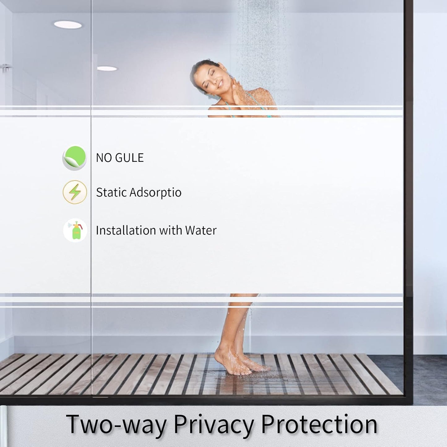 Frosted Glass Window Film with Tools,Reusable Window Privacy Film,Static Clings Window Film Kit for Home Bathroom and Office. (White, 17.5Inch×196.9Inch)