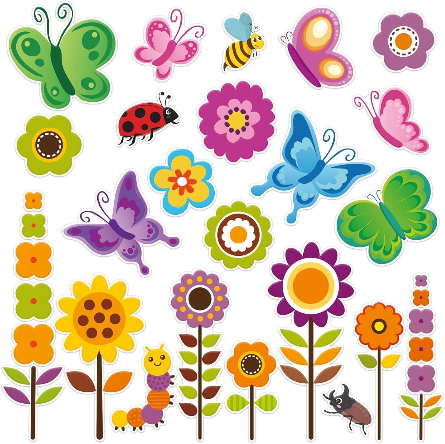 20 PCS Spring Thick Gel Clings Butterfly Flowers Window Gel Clings Decals Stickers for Kids Toddlers and Adults Home Airplane Classroom Nursery Spring Summer Party Supplies Decorations Removable