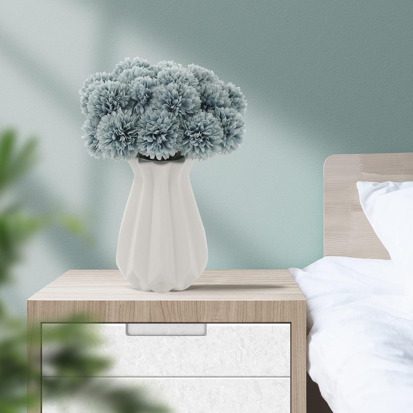 Kimura's Cabin 20Pcs Fake Mums Flowers Artificial Silk Chrysanthemum Ball Flower for Wedding Party Home Kitchen Table Core DIY Decoration Bouquets (Dark Blue)