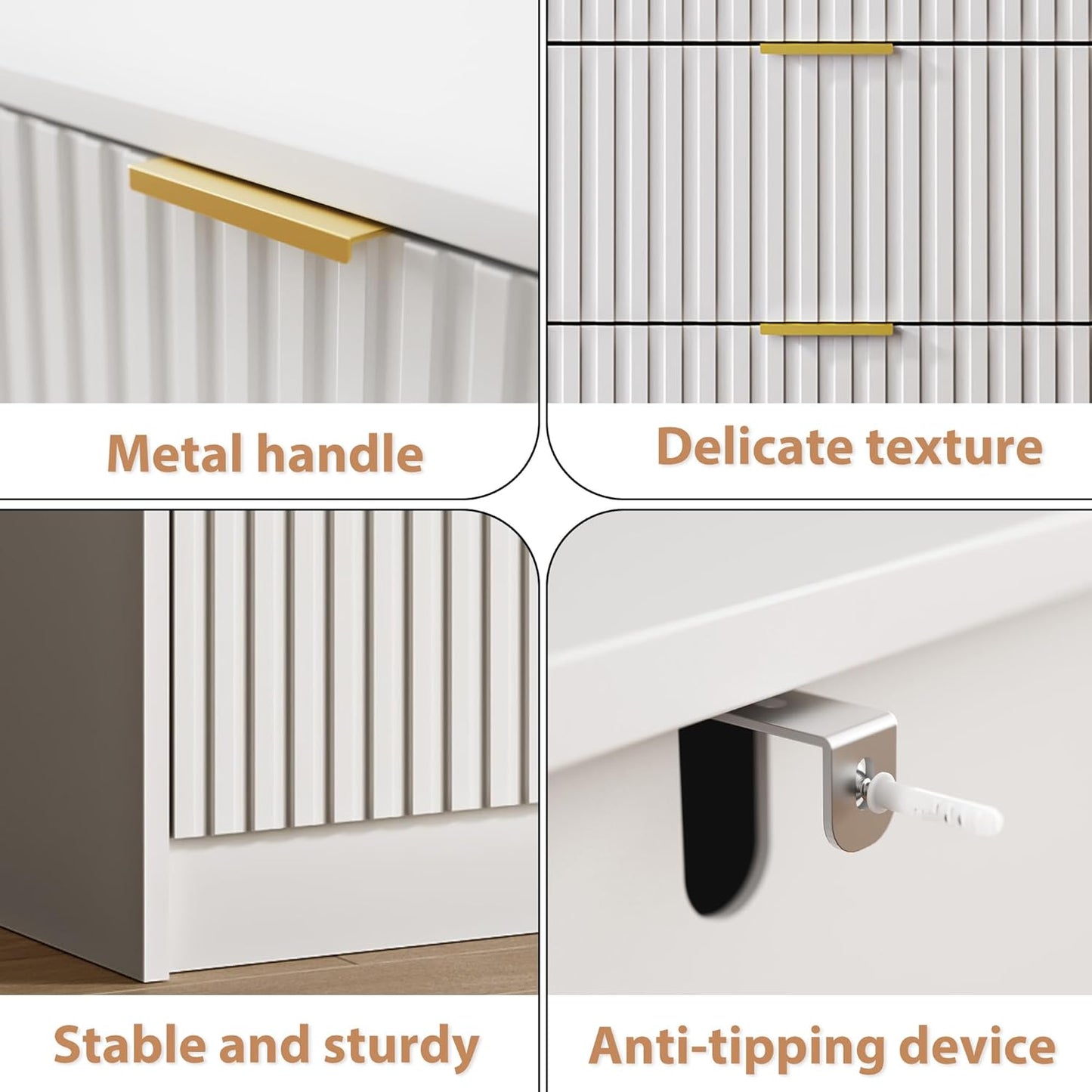 White Dresser for Bedroom, 9 Drawer Double Dresser, Modern Chest of Drawers for Bedroom, Living Room, Entryway and Closet, 63" L x 15.7" D x 31.5" H