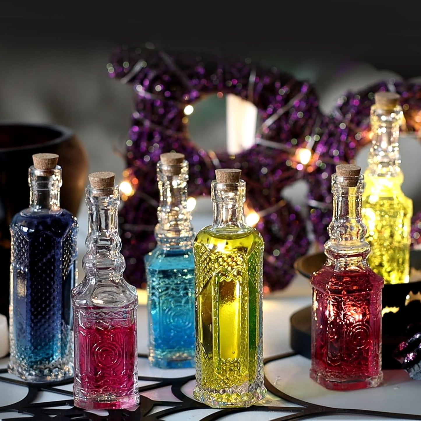 24 pcs Small Mini Clear Vintage Glass Bottles with Corks, Small Bud Vases, Decorative, Potion Bottles, 1.6oz for Party Wedding DIY Decoration/ Sand Art Bottles/Spell Jars/Message In a Bottle Kit