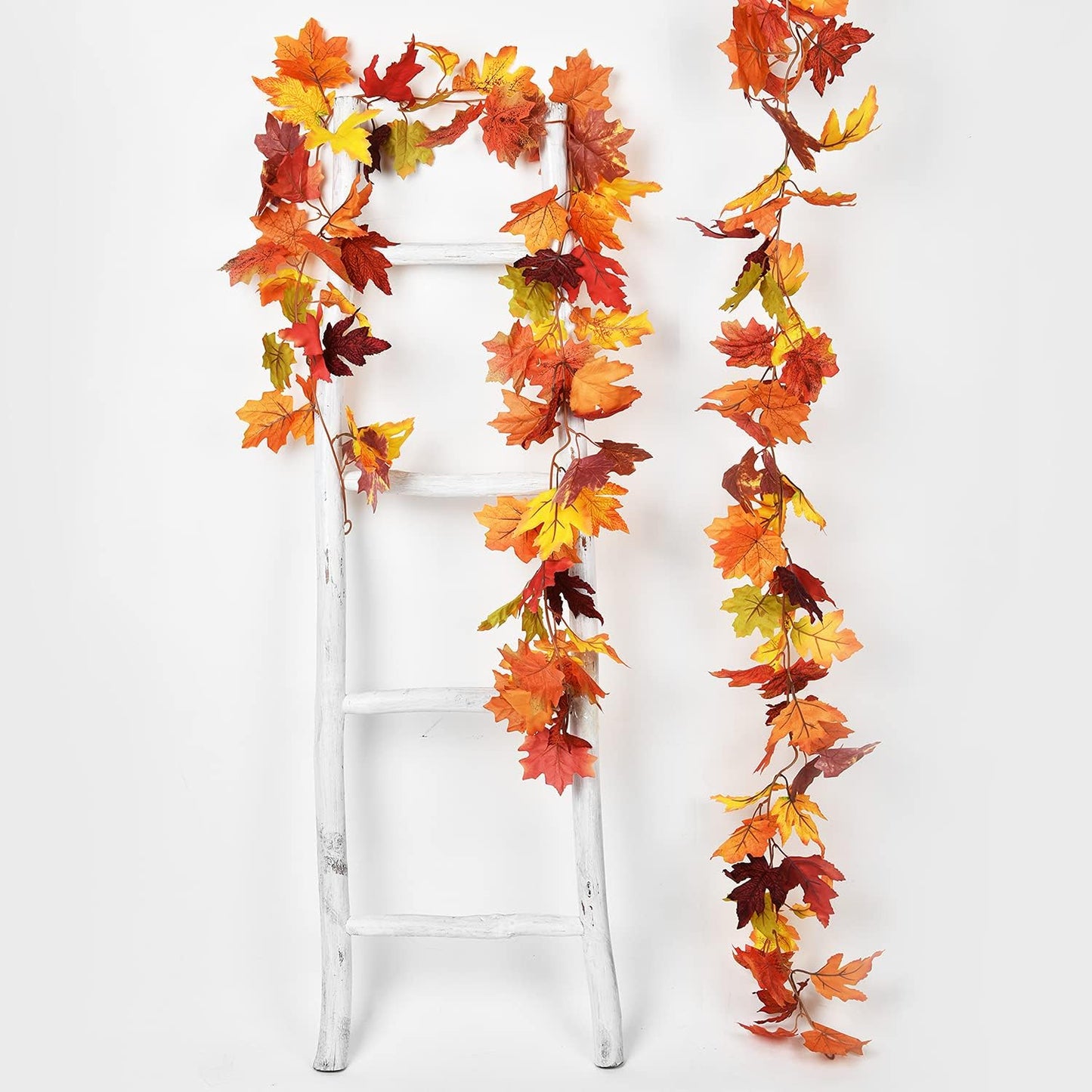2 Pack Fall Maple Garland - 5.9ft/Piece Artificial Maple Leaf Garland Autumn Hanging Fall Leave Vines for Indoor Outdoor Wedding Thanksgiving Dinner Party Decor