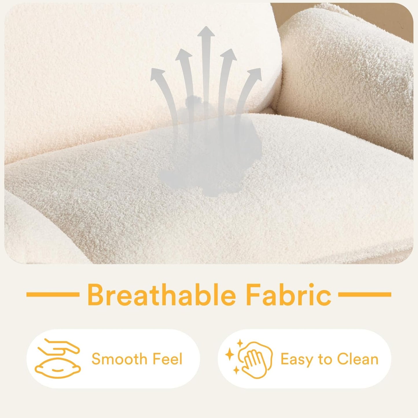 Karl home Oversized Accent Chair Teddy Fleece Sofa with Chaise, Modern Sofa Chair with Removable Ottoman Modular 1-Seater Couch and 2-Layer Ottoman for Living Room, Apartment, Studio, Beige