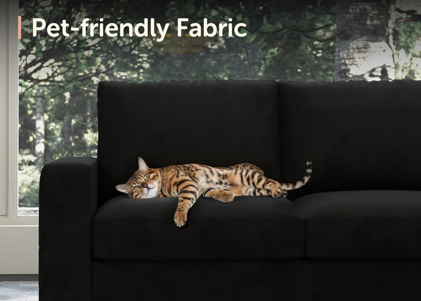 HONBAY Sectional Sleeper Sofa with Pull Out Bed U-Shape Sectional Couch with Storage Chaise 6 Seater Sleeper Sectional Sofa Bed, Velvet Black