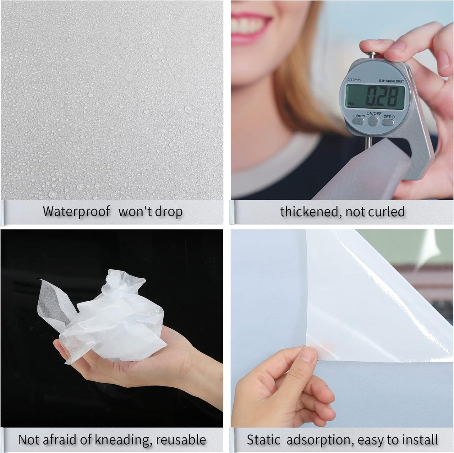 Frosted Glass Window Film with Tools,Reusable Window Privacy Film,Static Clings Window Film Kit for Home Bathroom and Office. (Pure, 29.6Inch×157.4Inch)