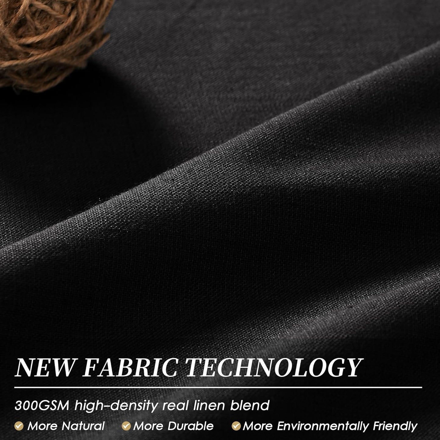 BOODII 63 Inch Blackout Curtains Black Linen Black Out Curtains for Bedroom 2 Panels Set Modern Room Darkening Curtain Thermal Insulated Curtain for Winter Window Drapes Back Tab 52x63