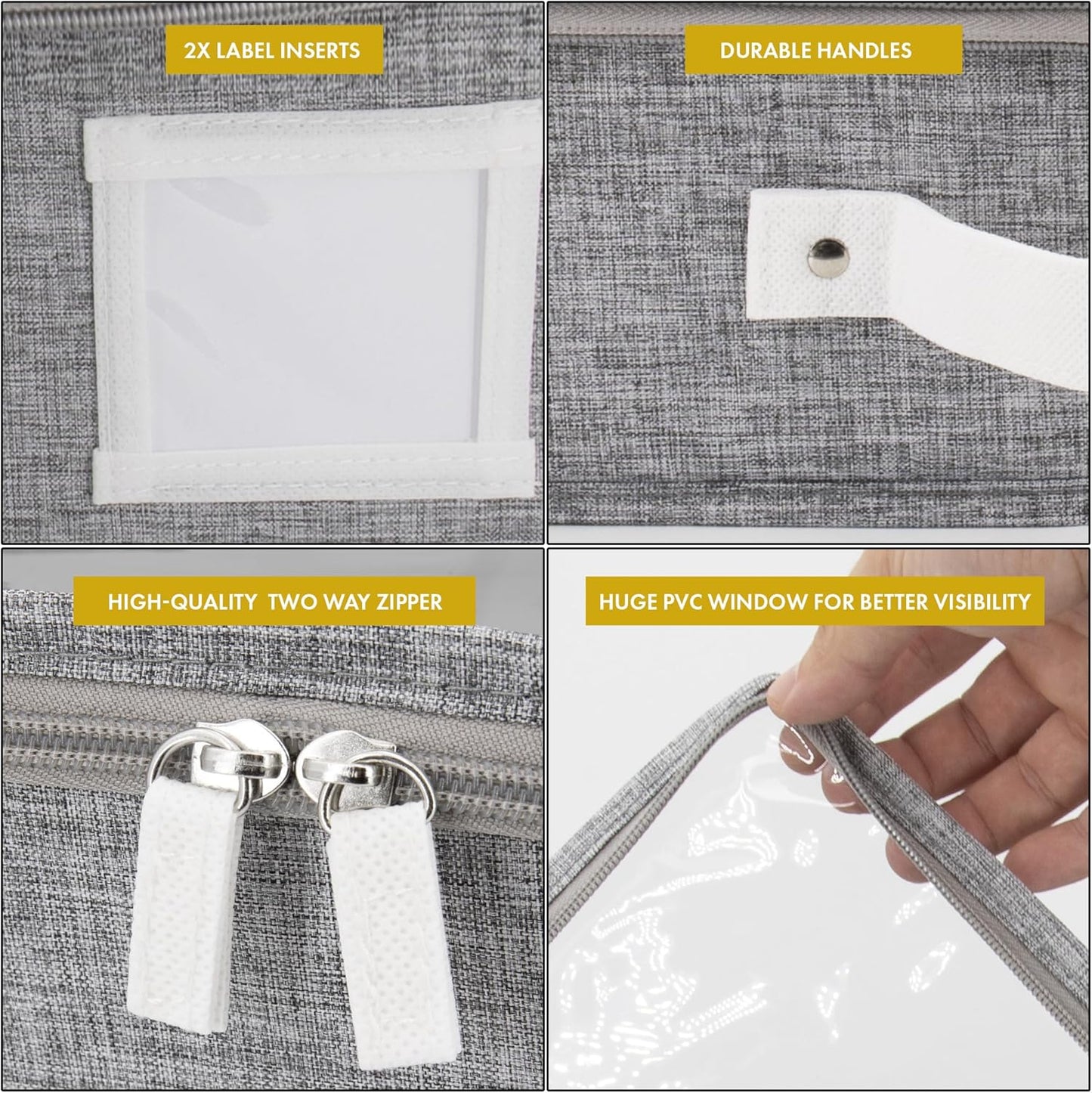 HOMELUX THEORY 2pc Under Bed Storage Containers, Bedroom Under the Bed Drawer Storage Organizer with Bins and Lids, Large Underbed Clothes Storage Box Ideal for Blanket, Fabric, & Shoes (LightGray)