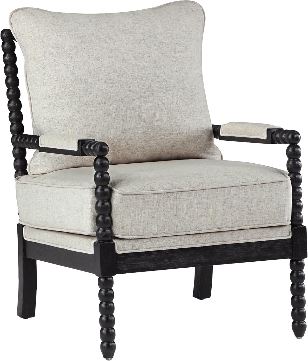 DUHOME Linen Fabric Spindle Accent Chairs Set of 2,Bobbin Chair with High Resilience Spring Cushion and Armrest Pads, Leisure Armchair for Living Room Bedroom Farmhouse Home Office Belcony