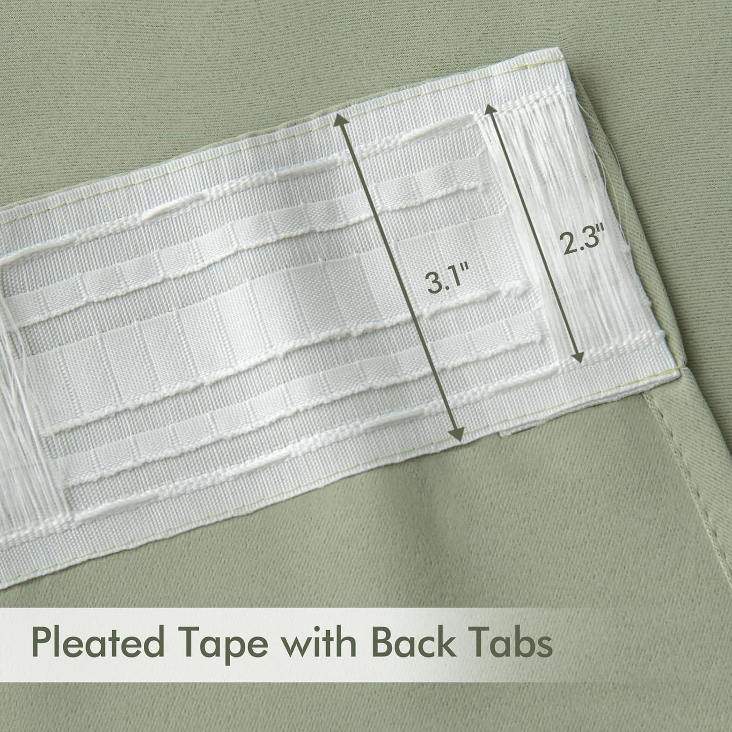 MIULEE Back Tab Sage Green Curtains 96 Inch Long 2 Panels Set for Living Room Bedroom, Rod Pocket/Pinch Pleated Light Blocking Thermal Insulated Room Darkening Floor to Ceiling Blackout Drapes