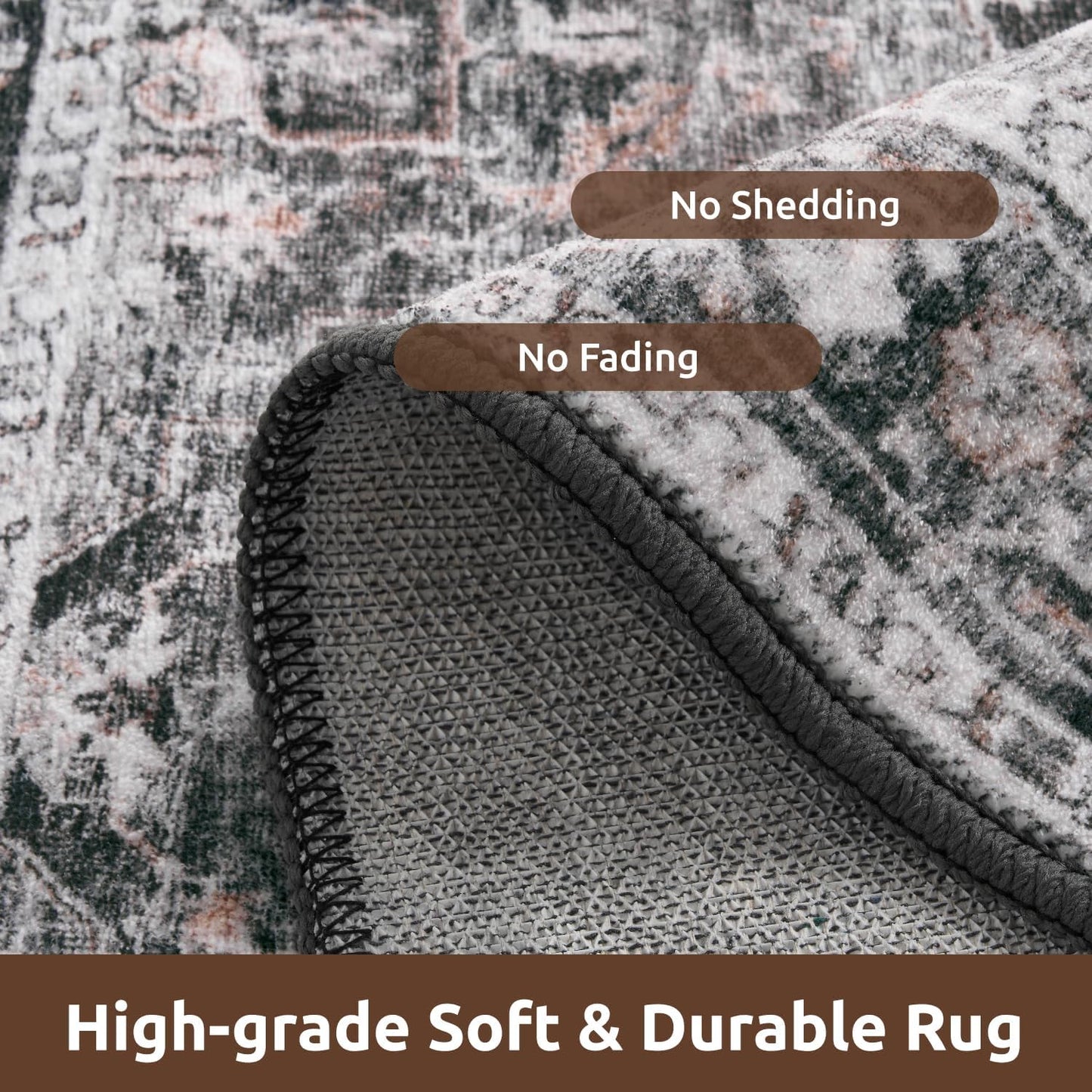 AMOAMI-2X3 Small Rug-Washable Rugs Entryway Mat Indoor-Soft Vintage Non Slip Rugs for Kitchen Laundry Room Bathroom Dark Grey & Black Decorative Accent Rug for in Front of Sink 24 Inch x36 Inch