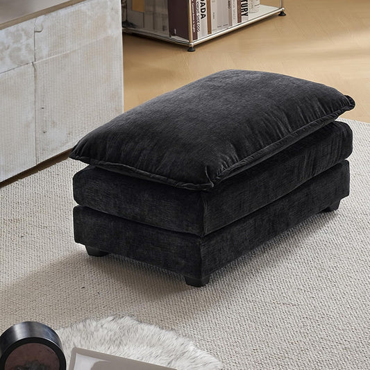Karl home Modular Ottoman for Sectional Sofa, Chenille Comfy Upholstered Furniture for Living Room, Apartment, Studio, Office, (Ottoman, Black)