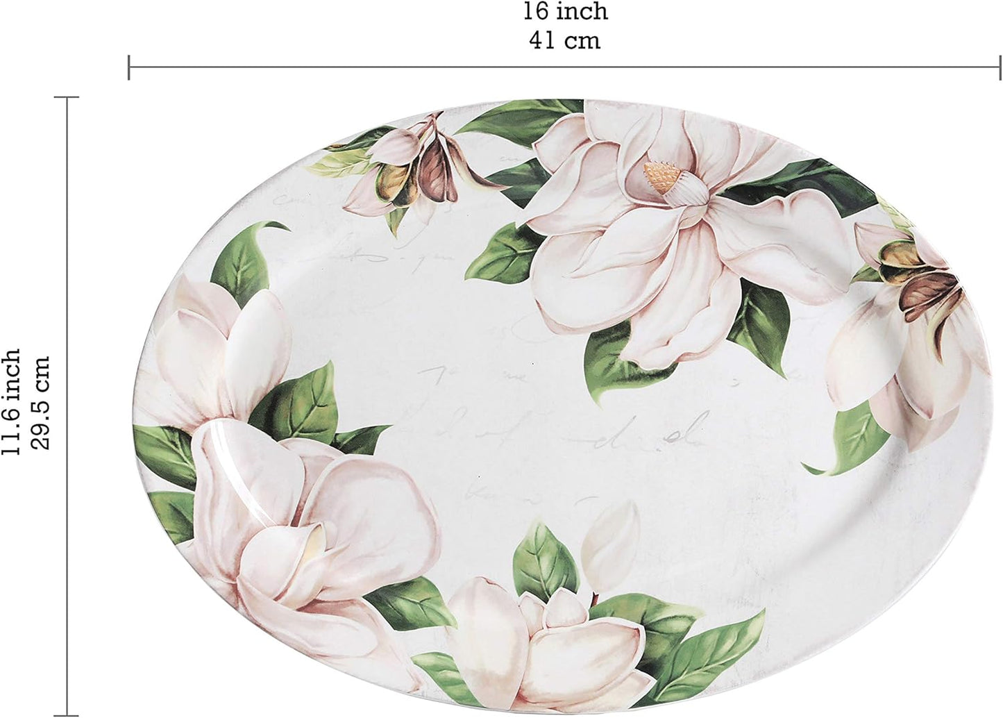 Bico Magnolia Floral Ceramic 16 inch Oval Platter, Microwave & Dishwasher Safe