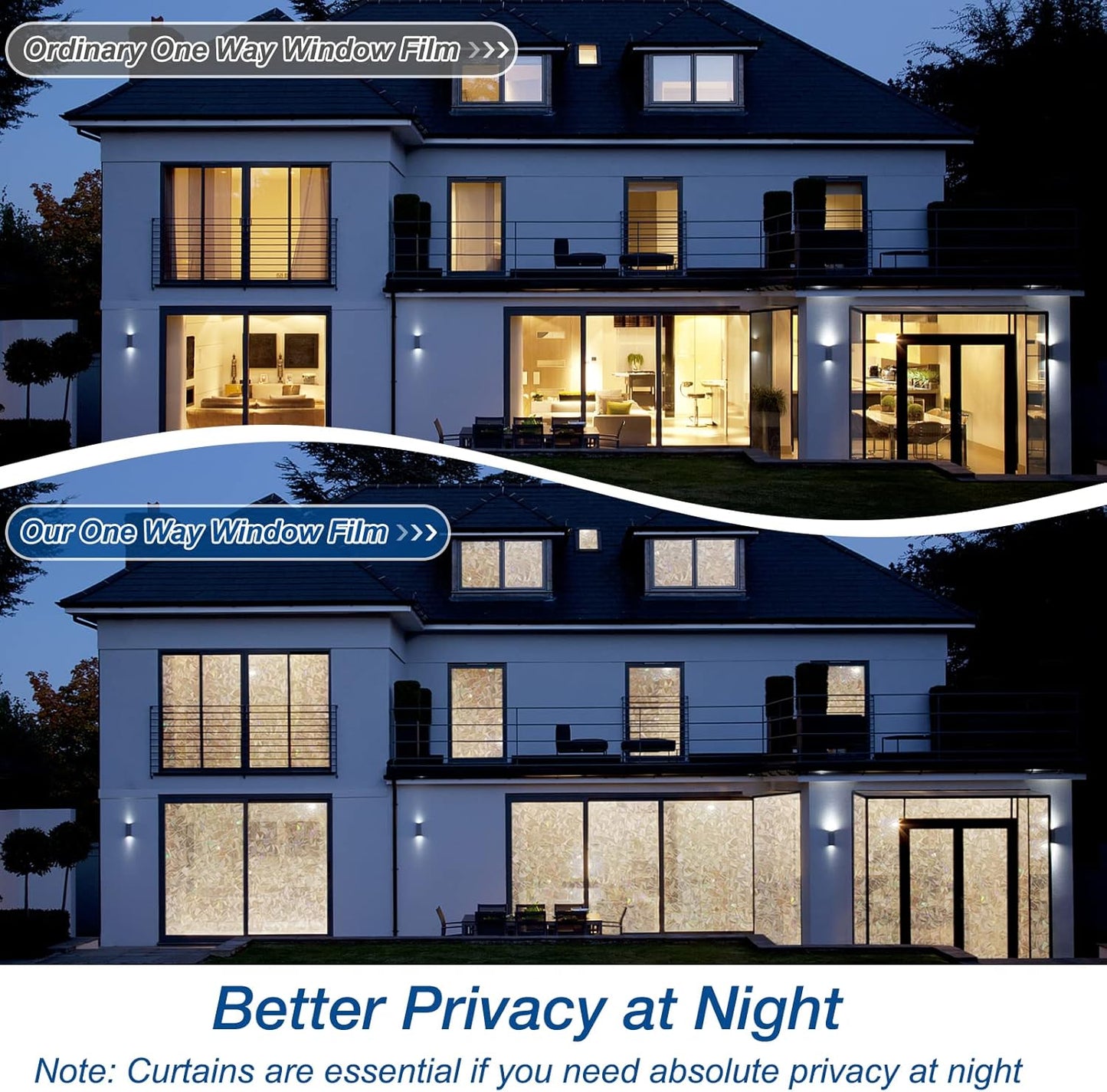 DOWELL One Way Window Film Daytime Privacy, Static Cling Window Tinting Film for Home, Decorative Stained Glass Stickers Heat Control Door Decal Clings, Grayish Silver, 17.5x78.7 inches