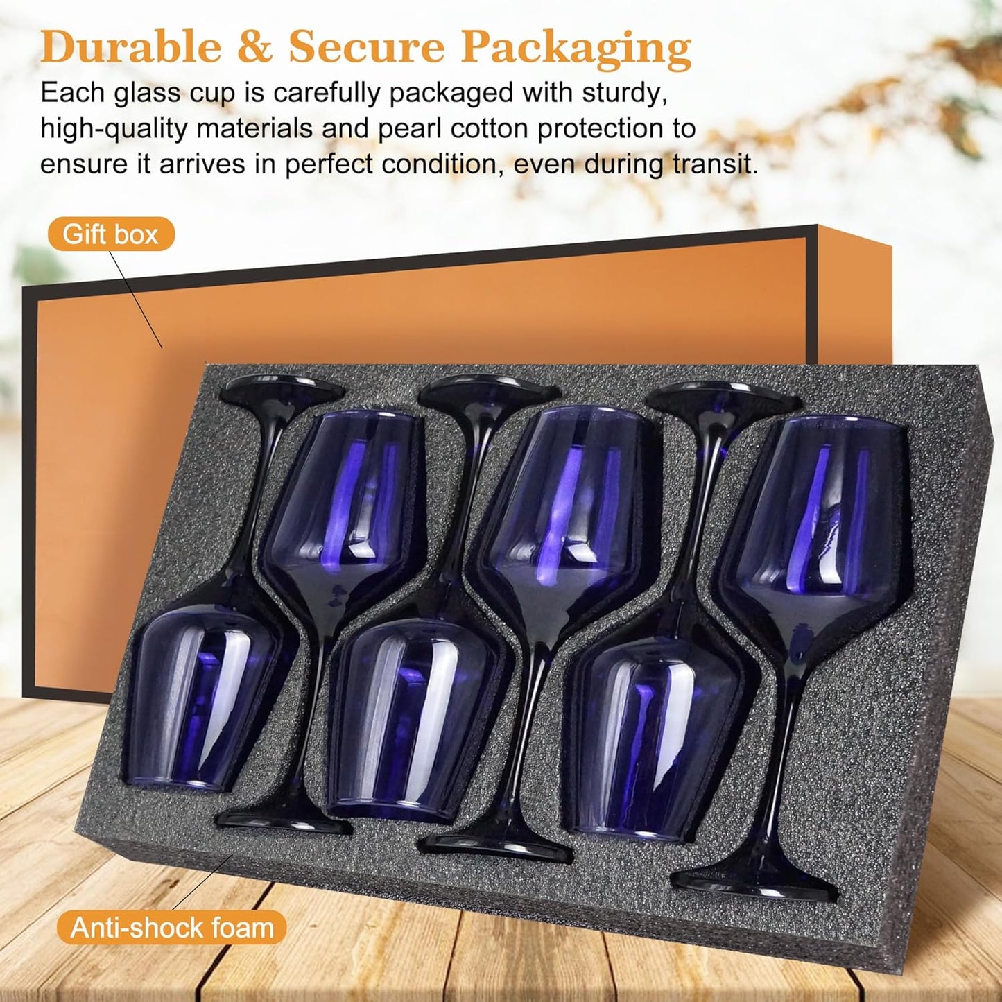 Purple Wine Glasses Set of 6-12oz Purple Long Stem Wine Glass Cups, Pretty Crystal Glassware, Hand Blown Goblets Drinkware, Unique Drinking Stemware Holiday Gift Set