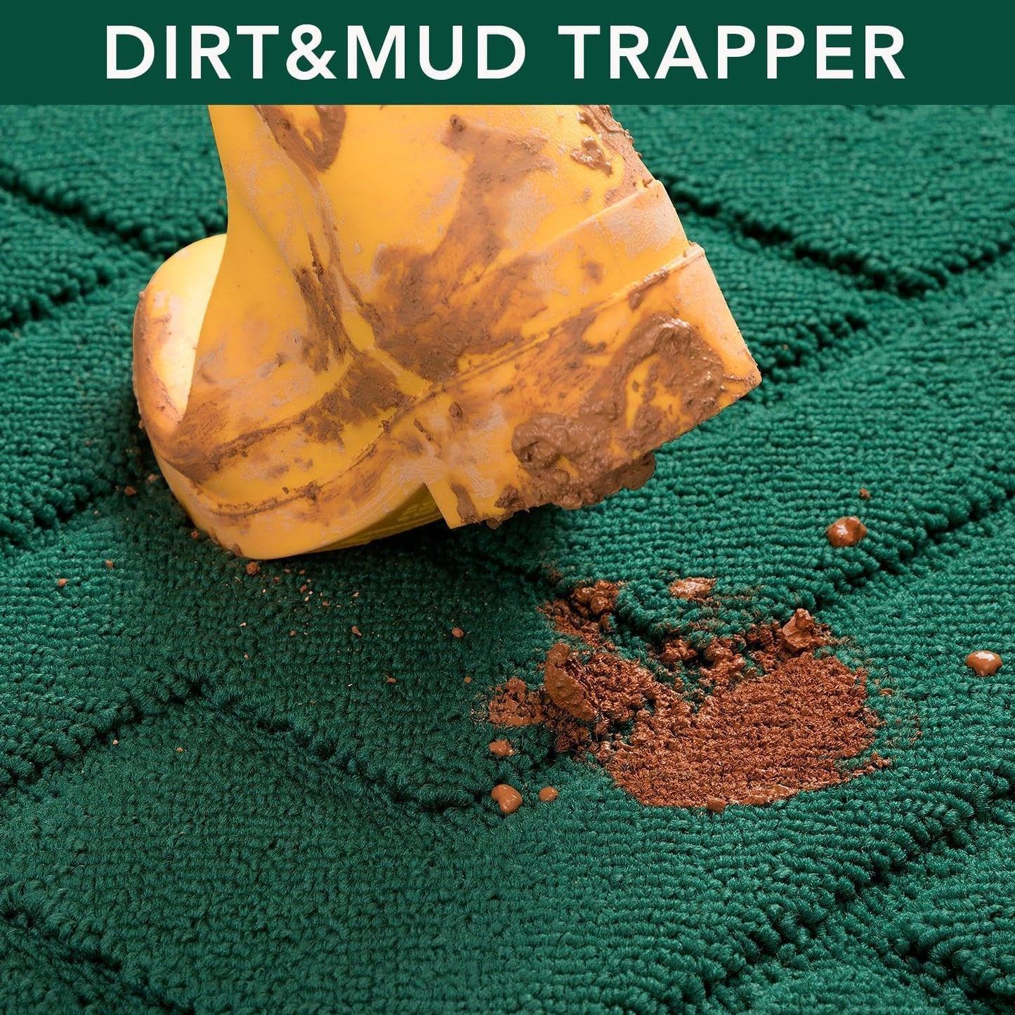 hicorfe Front Door Mat Outside Entrance,24"x35" Absorbent Muddy Dirt Resist Welcome Door Mats Outdoor Indoor,Stain and Fade Resistant,Non Slip Backing Entry Mat Doormat for Entryway (Evergreen)