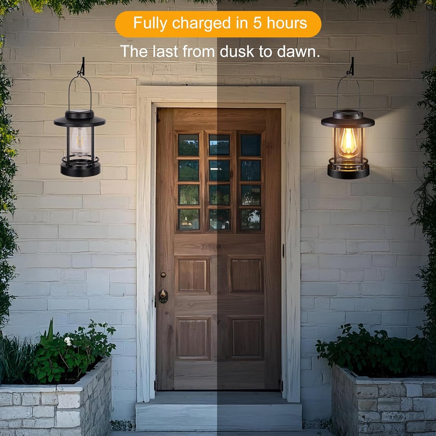 Hanging Solar Lanterns Outdoor Waterproof – 2 Pack Decorative Solar Lights for Outside, Patio, Porch, Yard, Balcony, Table – Hanging Outdoor Lantern Garden Gifts for Women,Mom