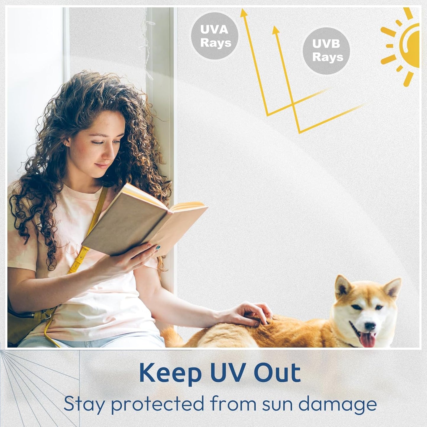 rabbitgoo Window Privacy Film, Non-Adhesive Frosted Glass Window Film for Bathroom, Static Cling Heat Blocking Stickers for Home Indoor Opaque Frosting Coverings House Tint, Matte White 35.4" x 393.7"