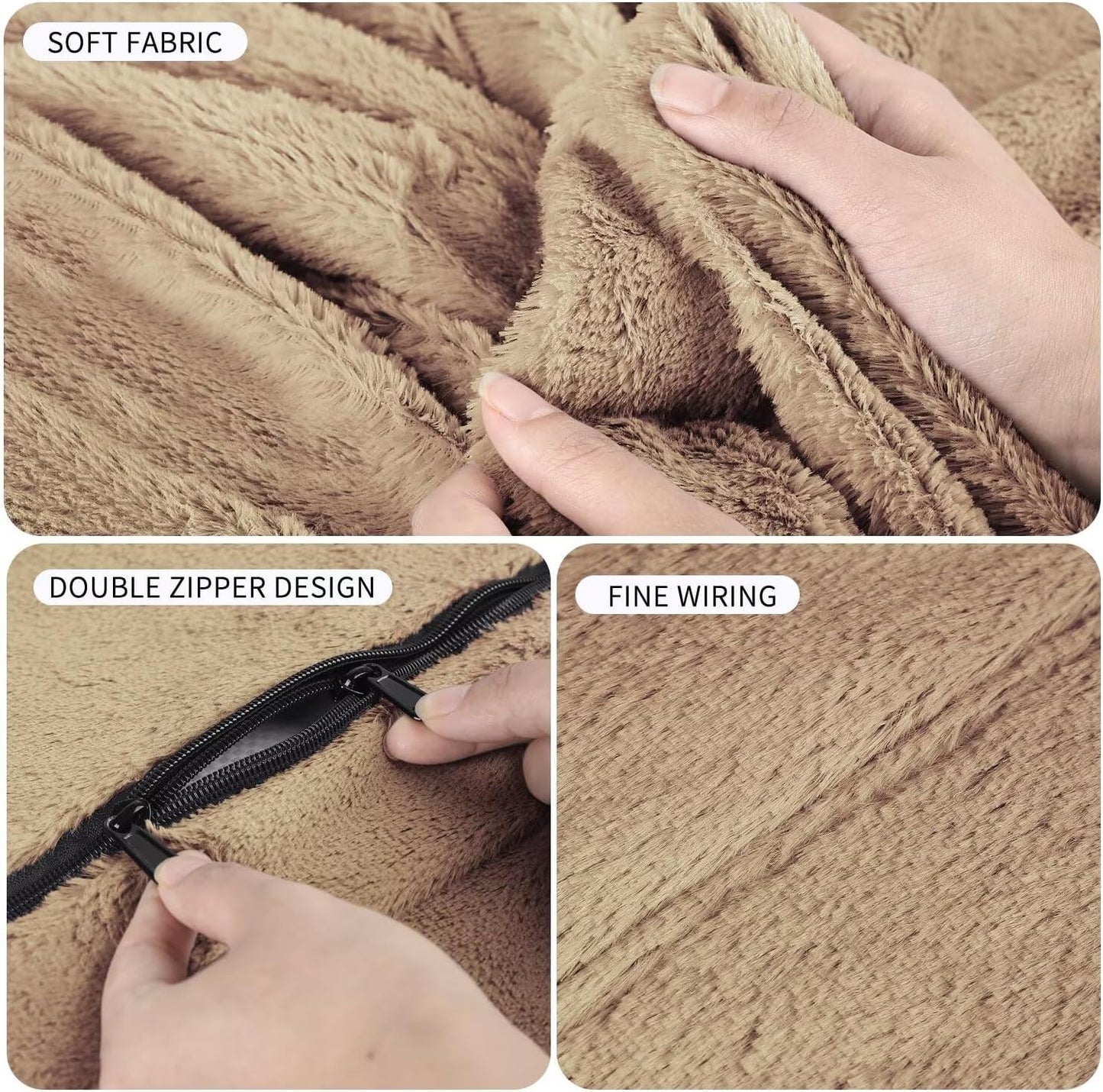 Bean Bag Chair for Adults 7FT,Soft Removable Cover for Teens/Girls Bedroom,Fluffy Giant Round Floor Beanbag Lounger Chairs (No Filler,Tan)