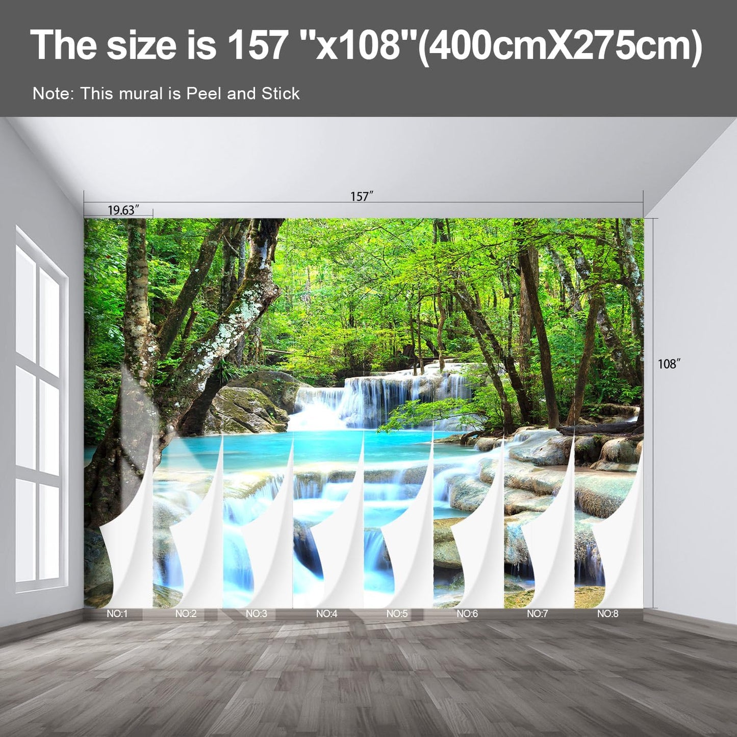 Forest Landscape Wall murals Woodland Tree Peel and Stick Wallpaper for Bedroom Living Room - 108"x157"