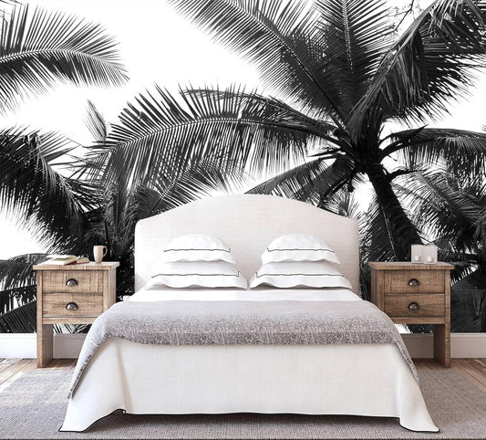 Black Palm Tree Wallpaper Bedroom Beautiful Tropical Plant Leaf Wall Mural Living Room (Not Peel and Stick)
