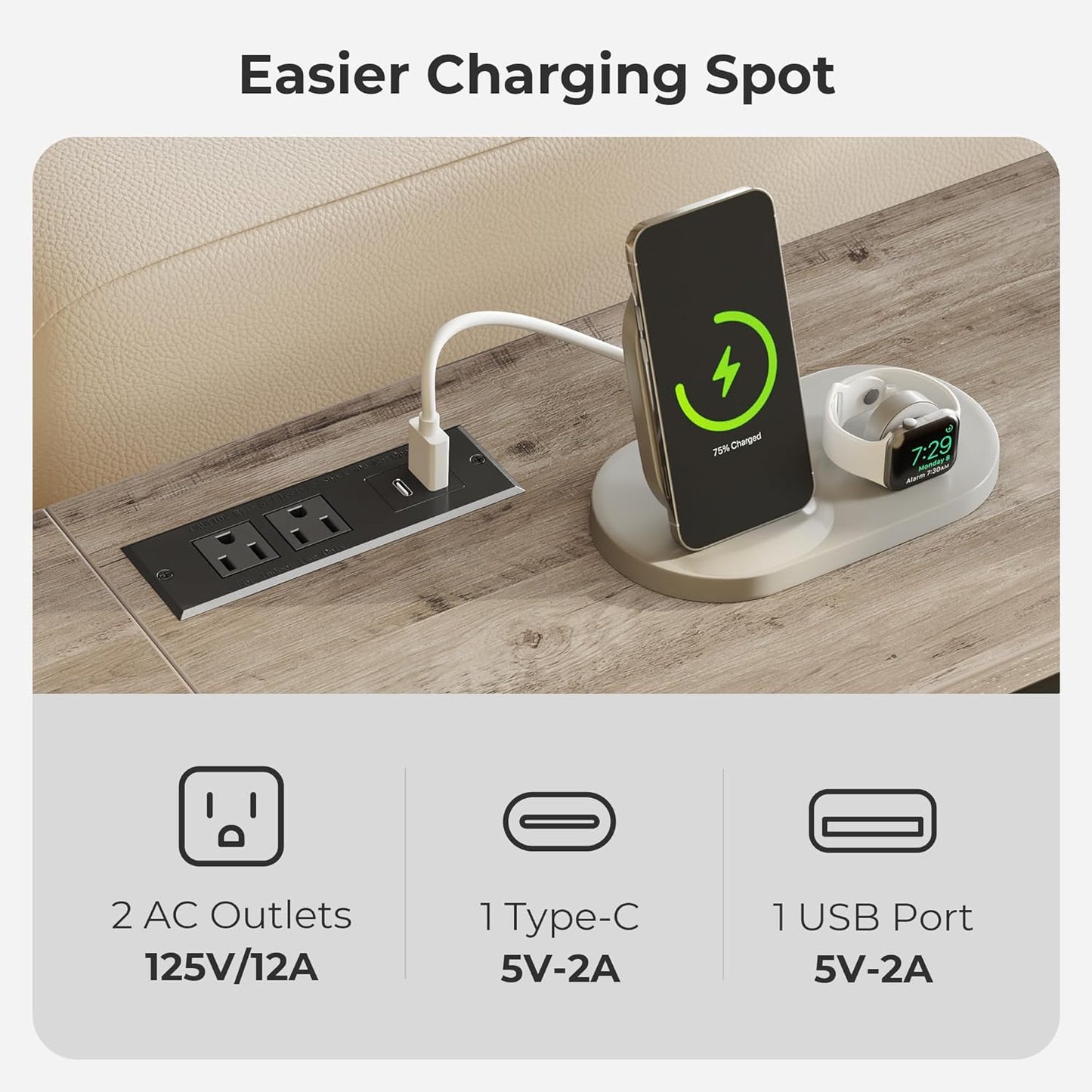 SUPERJARE 70 Inch Console Table with Outlets and USB-C Port, Extra Long Behind Couch Sofa Table with X-Shaped Design, Narrow for Entryway, Living Room, Metal Frame, Wooden Top, Grey Oak