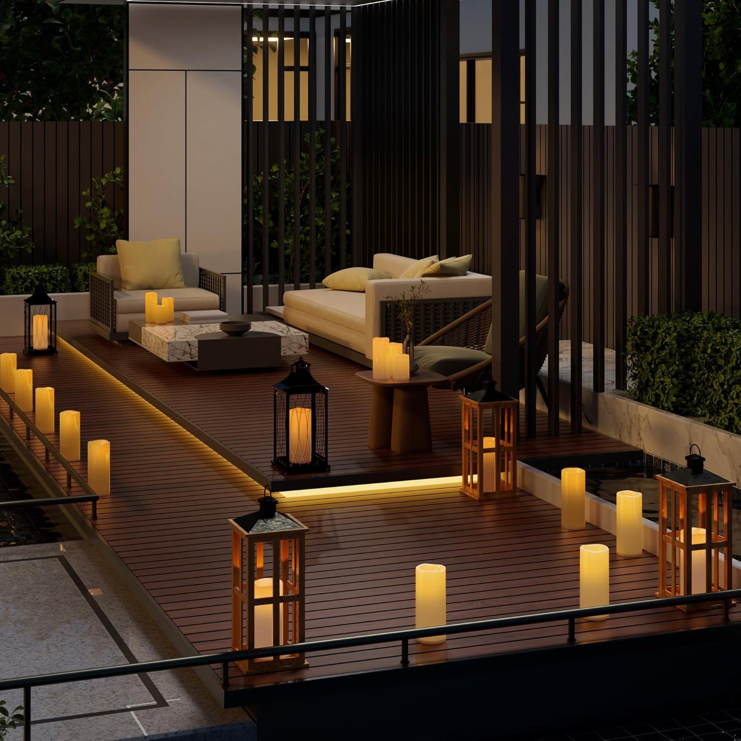 6" 8" 10" x 4" White Large Waterproof Outdoor Flameless Candles Battery Operated LED Flickering Pillar Candles with Remote and Timer for Indoor Outdoor Lanterns, Long Lasting, Set of 3