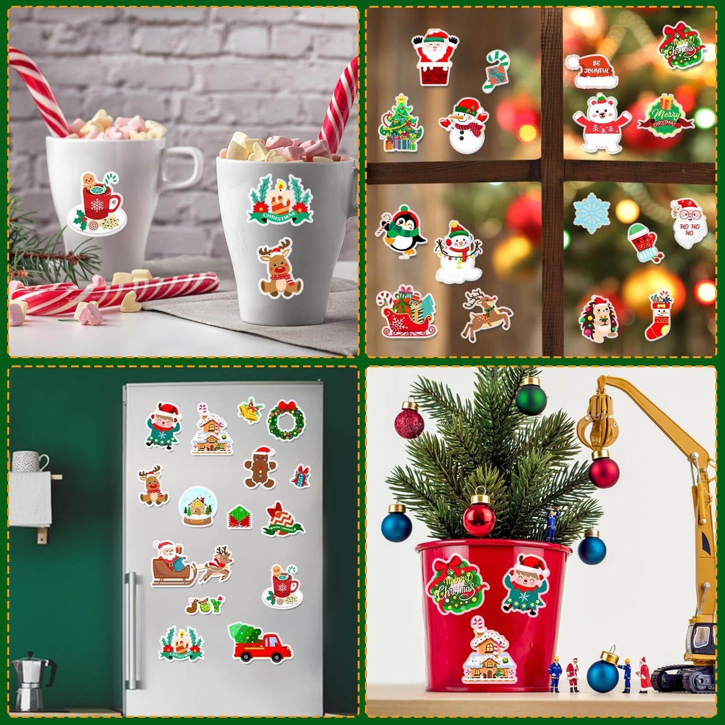 Window Clings Stickers for Kids Window Gel Clings Decals Thick Gel Clings Toddlers and Adults Classroom Home Nursery Airplane Birthday Party Supplies (Merry Christmas)