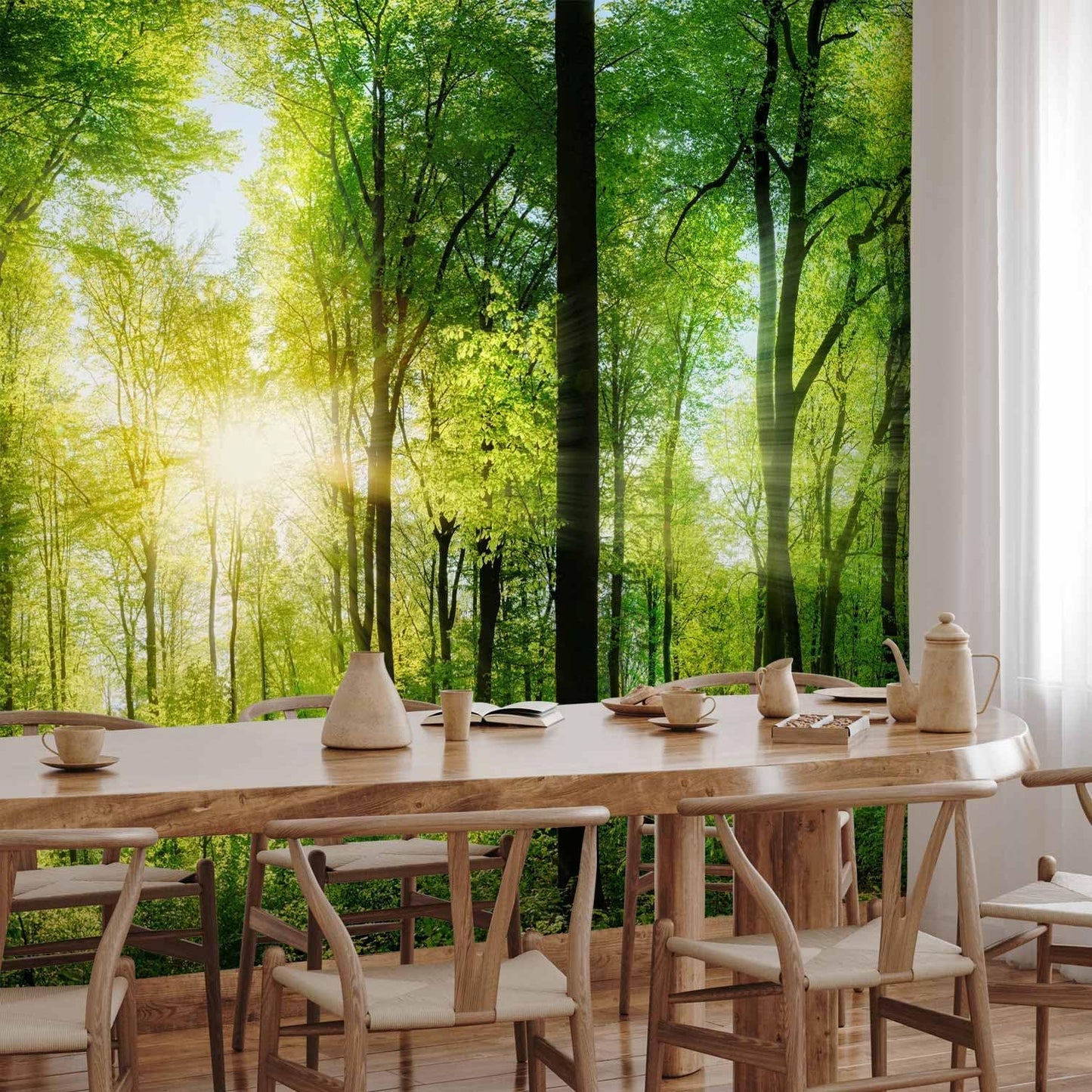 artgeist Wall Mural Peel and Stick Forest 212x98 in - XXL Self-Adhesive Corner Wallpaper Removable Large Sticker Foil Angle Wallpaper Wall Decor Print Landscape Nature Tree Panorama c-A-0058-a-b