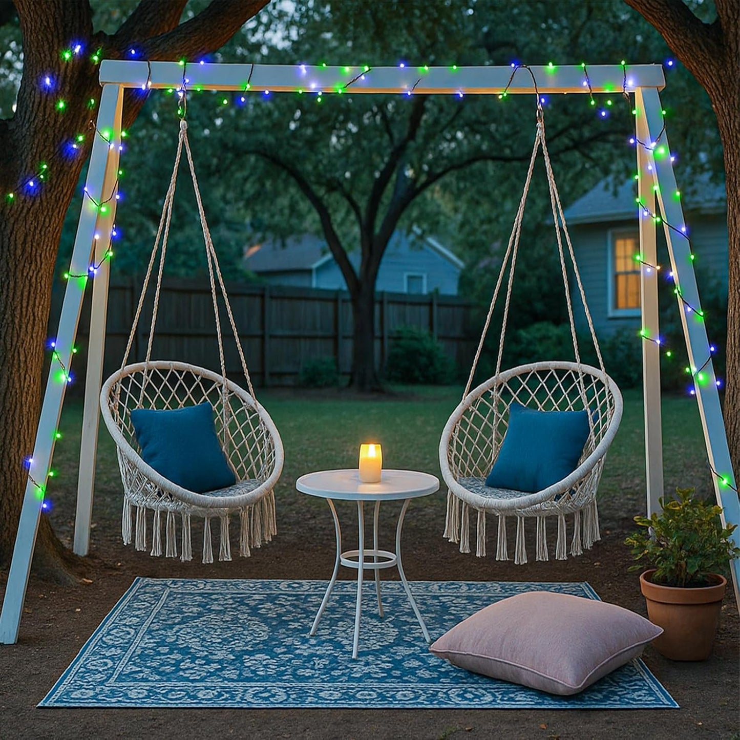 100FT 300 LED Christmas Lights Outdoor, Christmas Tree Lights with 8 Modes Waterproof, Plug in Green Wire String Twinkle Light for Indoor Xmas House Patio Yard Decorations, Blue Green