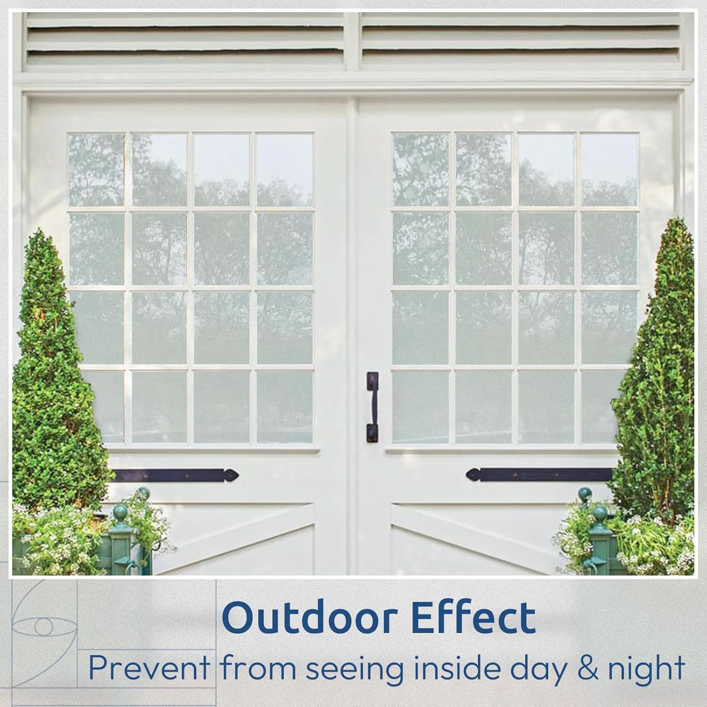 rabbitgoo Window Privacy Film, Non-Adhesive Frosted Glass Window Film for Bathroom, Static Cling Heat Blocking Stickers for Home Indoor Opaque Frosting Coverings House Tint, Matte White 23.6"x 118.1"