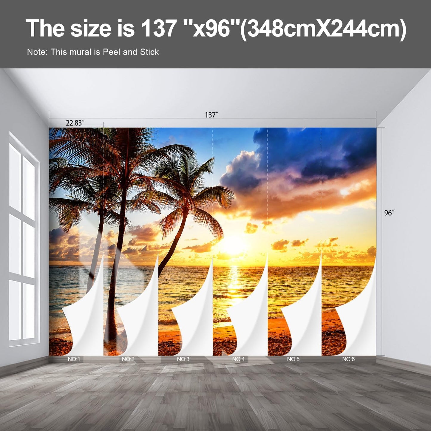 Beach Wall murals at Dusk Peel and Stick Sunset Wallpaper for Bedroom Living Room - 96"x137"