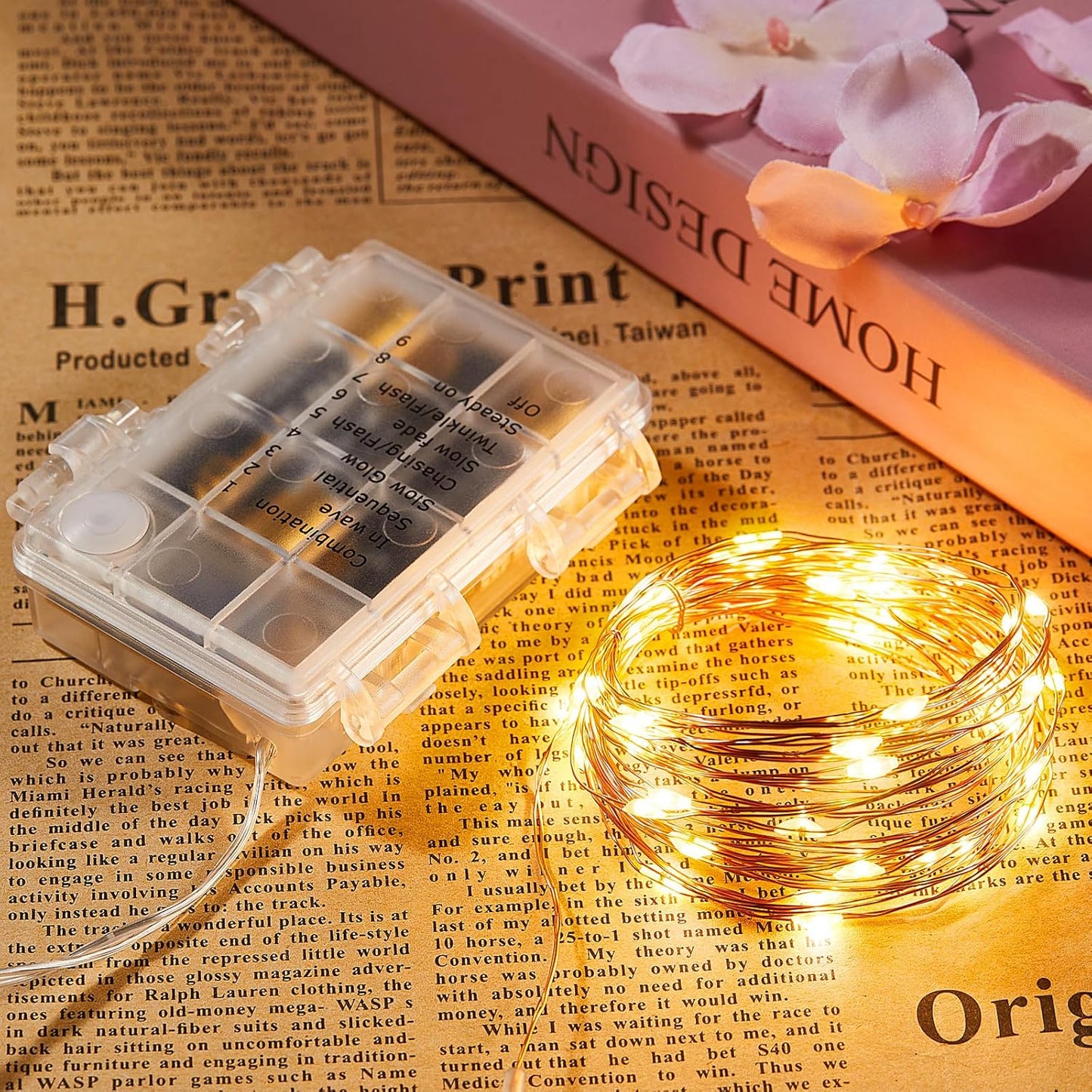 2 Pack 32.8 Ft. Battery Operated Outdoor String Lights with Remote & Timer, LED Warm White Fairy Lights, Waterproof Twinkle Lights for Bedroom, Dorm, Mason Jar, Wedding, Party, Christmas