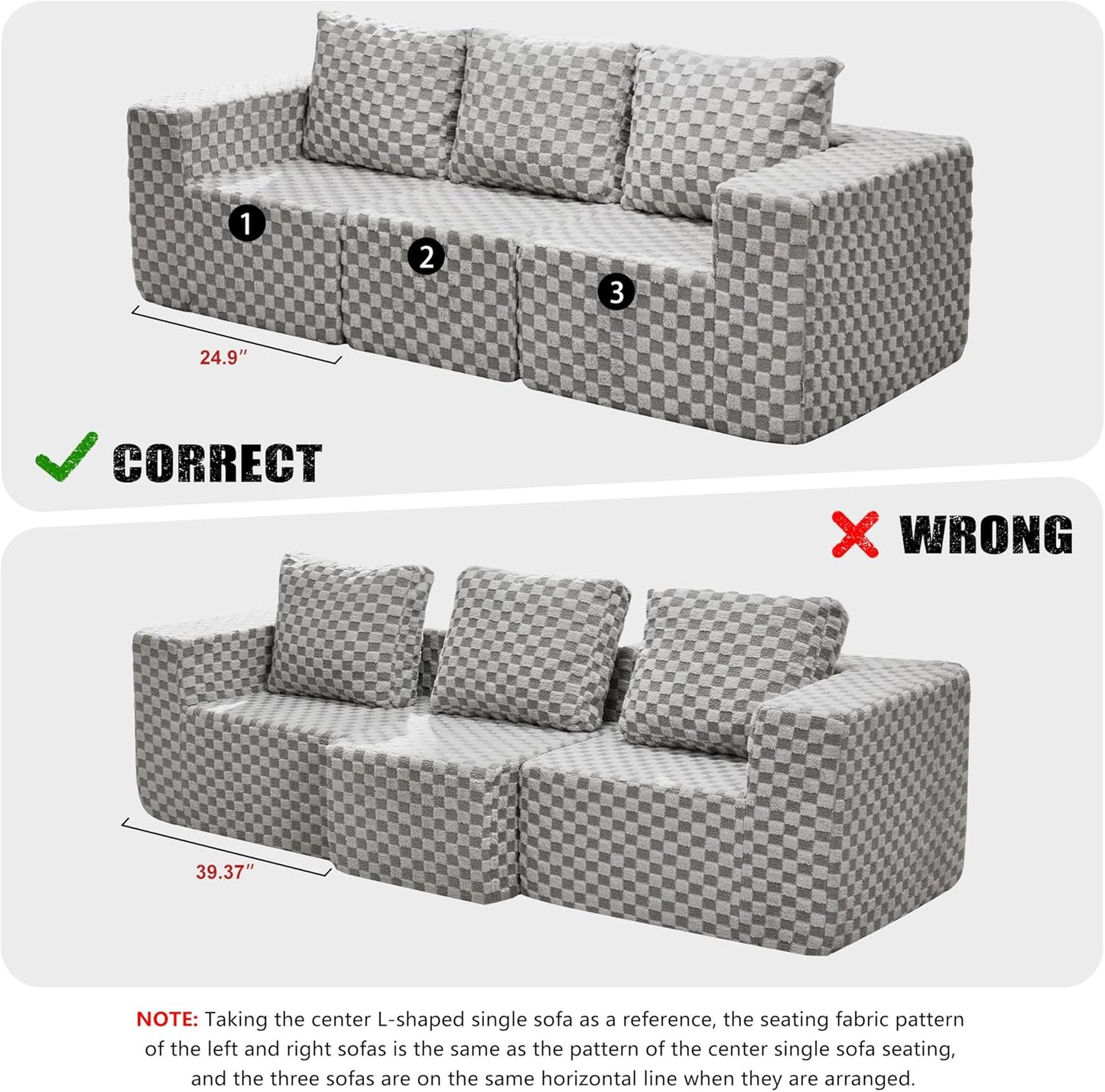 Hobestluk Modular Sectional Sofa Memory Foam Couch Oversized Sectional Sofa 3-Seater with Chaise Cloud Couch with Removable Cover L Shape Sofa for Living Room (Plush Grey, 3-Seater with Chaise)