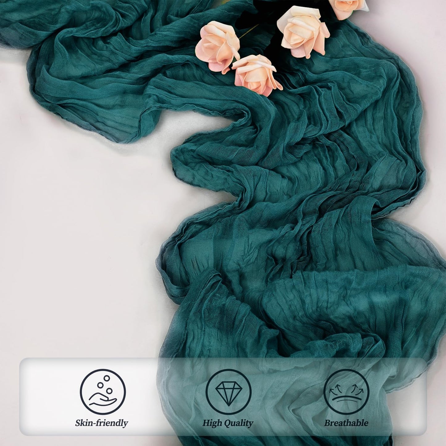 20 Pack Teal 10FT Cheesecloth Table Runner Rustic Gauze Cheese Cloth Table Runner for Wedding Bridal Baby Shower Table Decorations Boho Fabric Sheer Birthday Party Table Decor 20 x 120 Inch Long