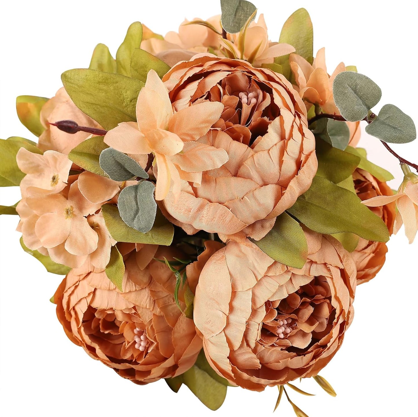 Duovlo Artificial Peony Silk Flowers Fake Flowers Vintage Wedding Home Decoration,Pack of 1 (Dark Champagne)