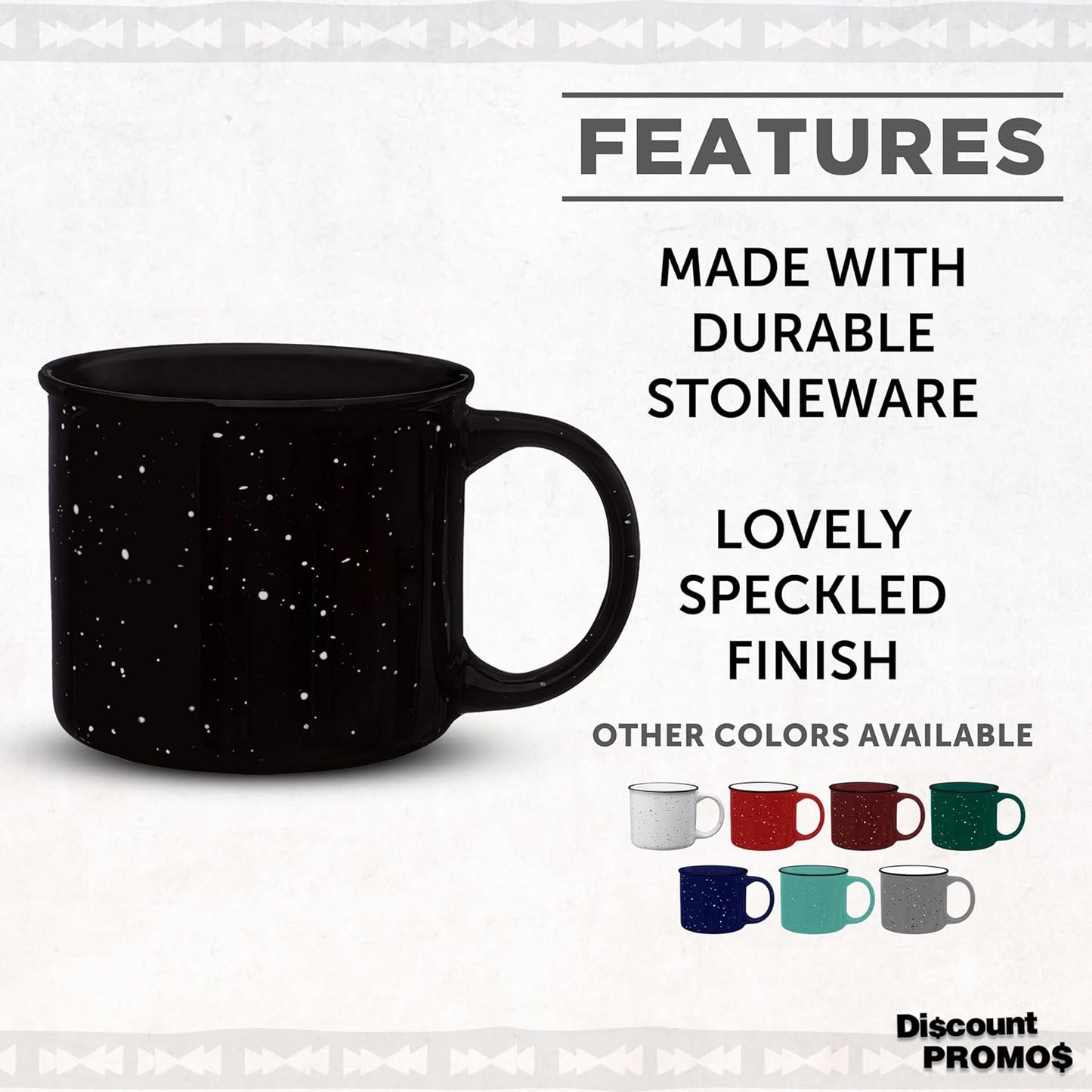 DISCOUNT PROMOS Ceramic Campfire Coffee Mugs 13 oz. Set of 10, Bulk Pack - Perfect for Tea, Espresso, Cappuccino, Hot Cocoa - Black