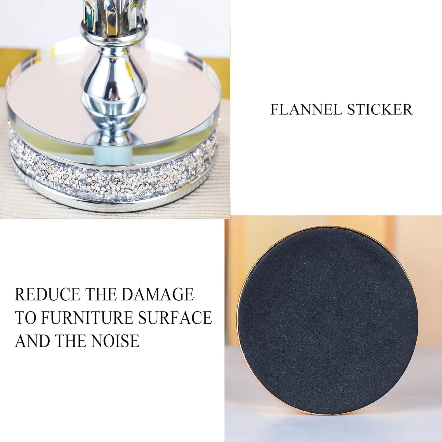 Hanjue Crystal Candle Holders for Pillar Candle, Metal Crystal Candle Holder for Home Decor, Centerpieces, Coffee Dining Table CH0509 (Silver (L))