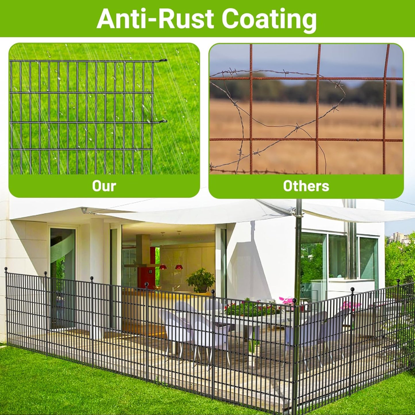 20 Panels No Dig Decorative Outdoor Garden Fence for Yard, 40 in(H) X 47.2 ft(L) Animal Barrier Fencing Rustproof Metal Wire Panel Border for Dog, Rabbits, and Patio Temporary Ground Stakes