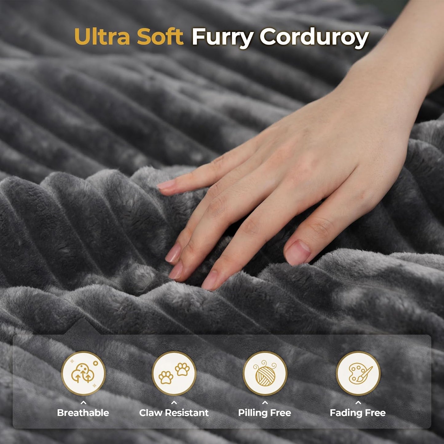 HOOOWOOO Modular Sectional Sofa,7 Pieces Sectional Couches for Living Room,131X98 U Shaped Cloud Couch Set(Grey Velvet Corduroy)