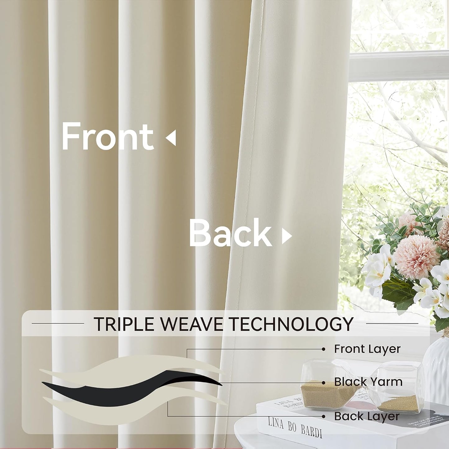 KangBang Pinch Pleated Curtains 102 Inches Long for Living Room, Soft Cream Room Darkening Drapes Aesthetic Modern Decor for Dining Office, Thermal Insulated Track Curtains 2 PCs,40”Wx102”L