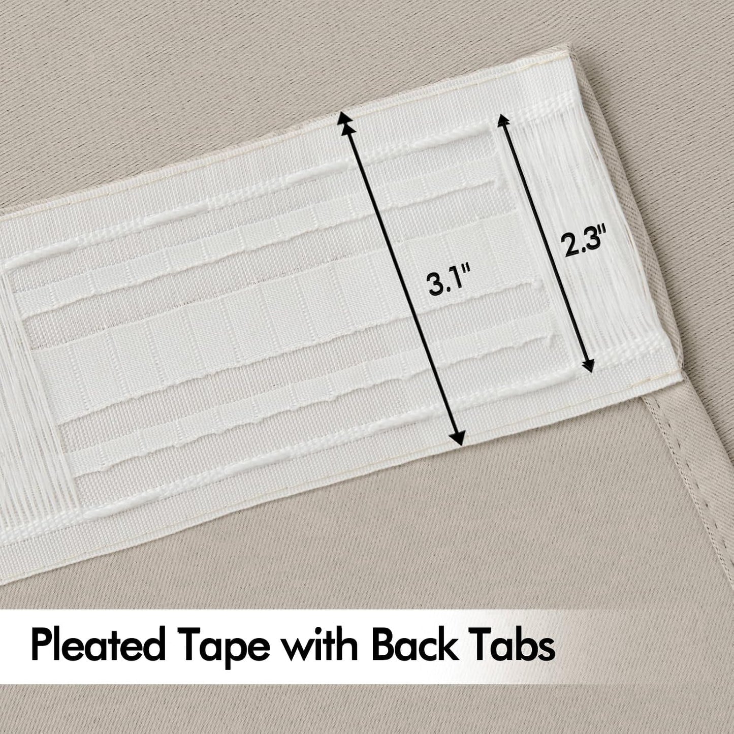 MIULEE Natural Back Tab Blackout Curtains 63 Inch Length 2 Panels Set for Living Room Bedroom Privacy, Rod Pocket/Pinch Pleat Thermal Insulated Room Darkening Pleated Light Blocking Drapes