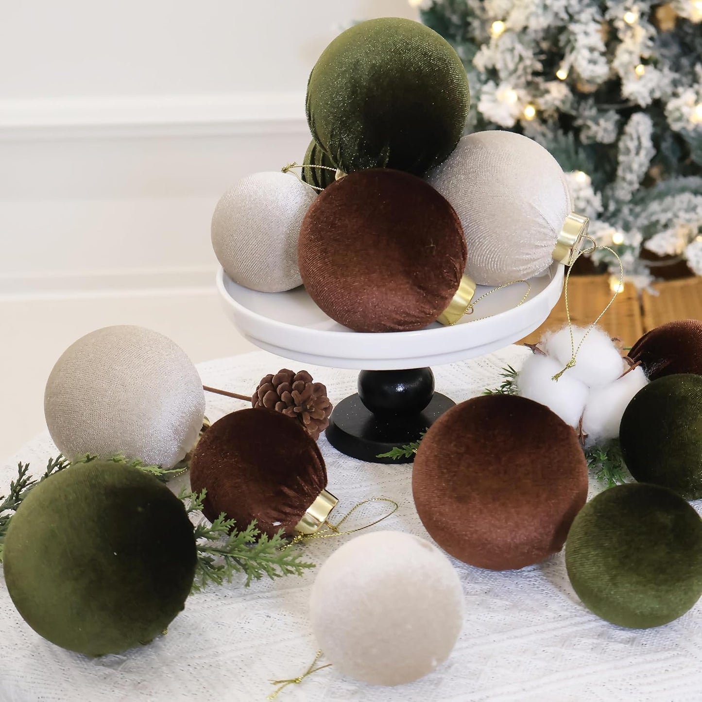 20PCS Velvet Ornaments for Christmas Tree, 2.36INCH Multicolor Flocked Christmas Ornaments Decorations Balls Set Decor