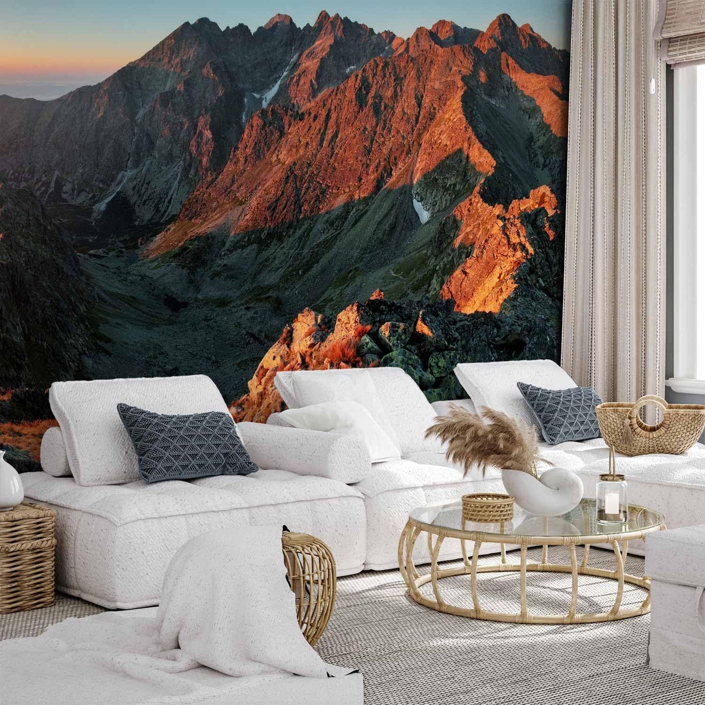 artgeist Wall Mural Peel and Stick Landscape 212x98 in - XXL Self-Adhesive Corner Wallpaper Removable Large Sticker Foil Angle Wallpaper Wall Decor Print Sun Nature Mountains c-B-0471-a-a