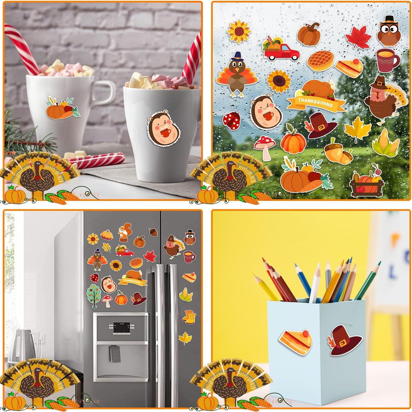 Window Clings Stickers for Kids Window Gel Clings Decals Thick Gel Clings Toddlers and Adults Classroom Home Nursery Airplane Birthday Party Supplies (Fall)