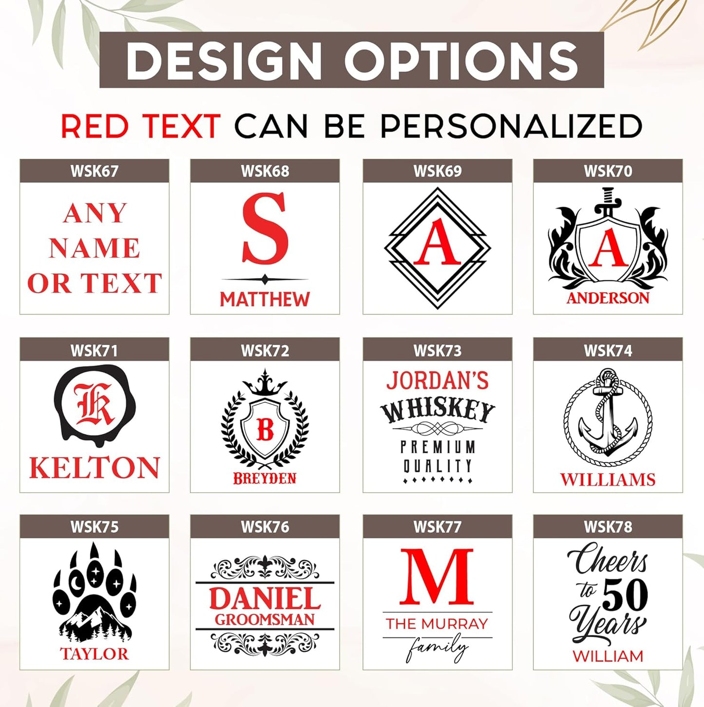 Personalized Rectangle Whiskey Decanter Set for Men 700ml Luxury Gift for Dad, Him, Boyfriend - Liquor Decanters with 2 or 4 Glasses for Birthday, Retirement, Weddings - 24 Engraved Design Options