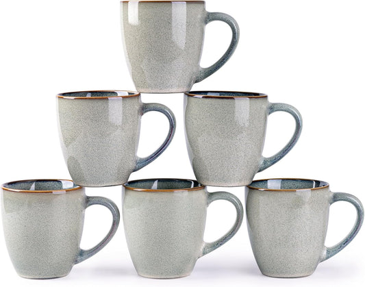 GBHOME Ceramic Coffee Mugs Set of 6, 12oz Stoneware Coffee Mugs Set For Dad Mom Women MEN, Light Weight Coffee Cups for Latte/Tea/Beer/Hot Cocoa, Dishwasher & Microwave Safe